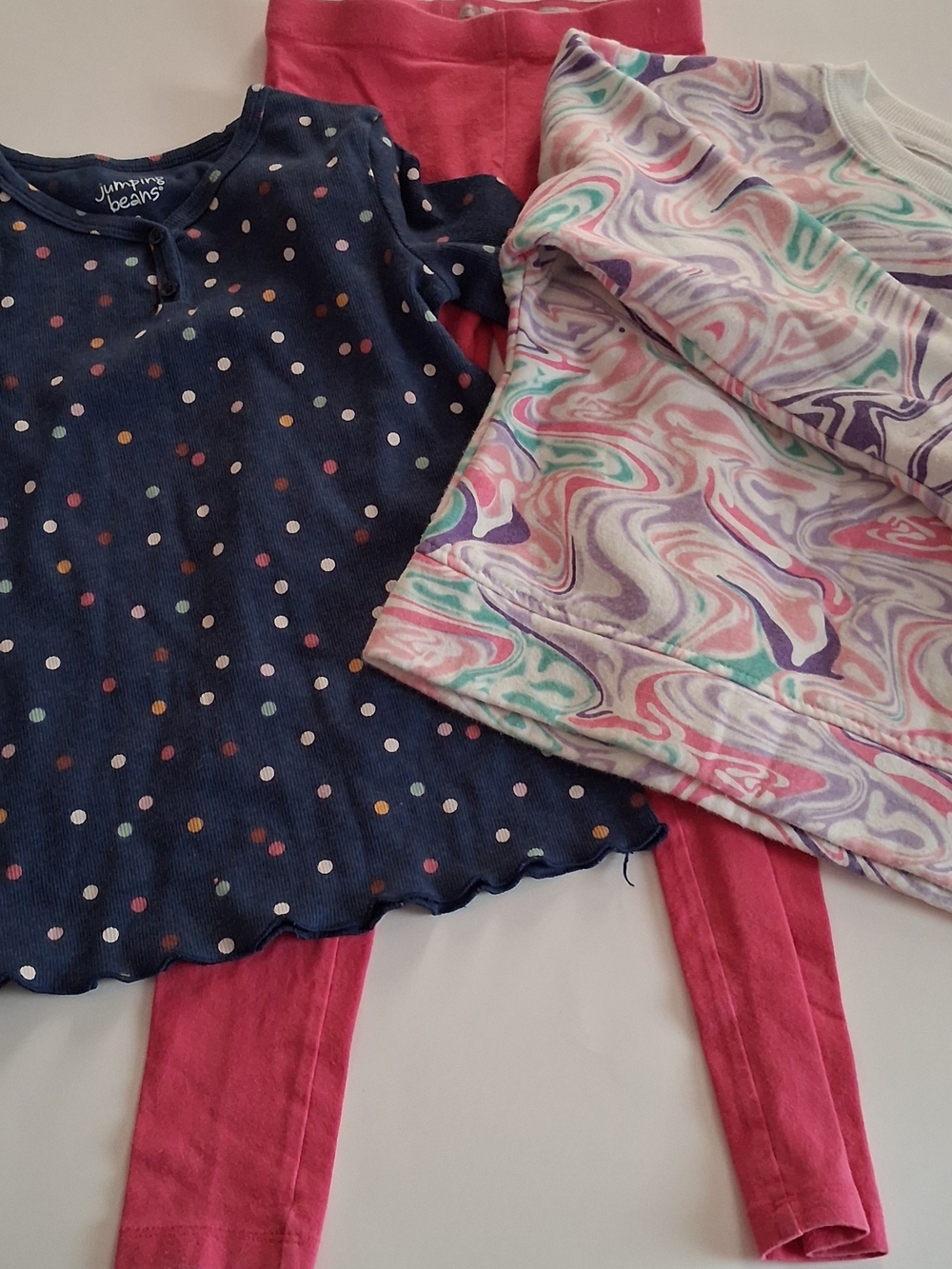 Jumping Beans Kids Navy Polka Dot and Pink Marble Pajama Set